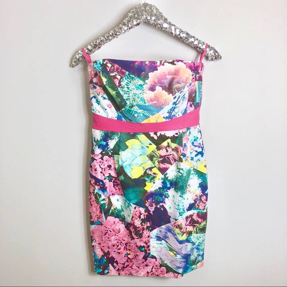 Cynthia Steffe Pink Floral Strapless Dress Size 4